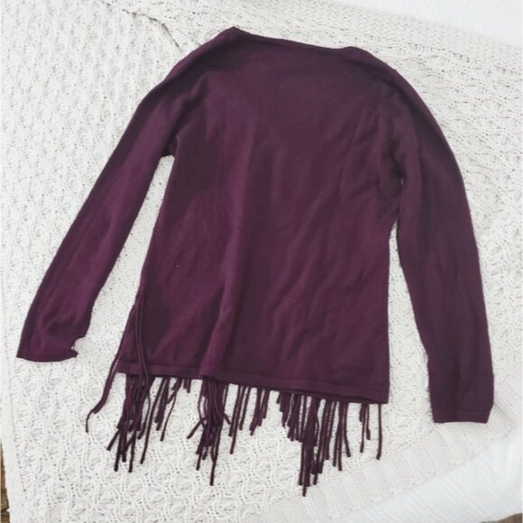 Y2K Carol Rose Soft Burgundy Fringe Knit Top - Picture 7 of 8